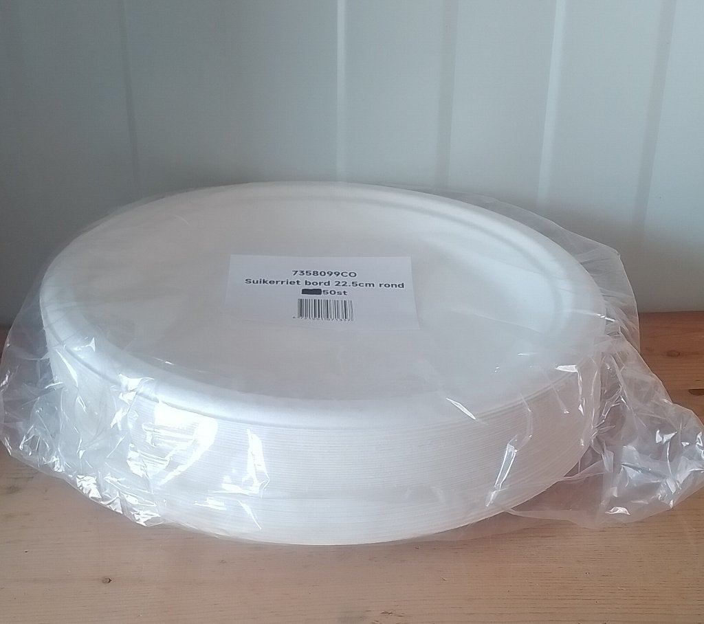 Partij van 500 suikerriet bordjes 22,5cm (nieuw), Overige typen, Nieuw, Ophalen of Verzenden, Natuurlijk materiaal