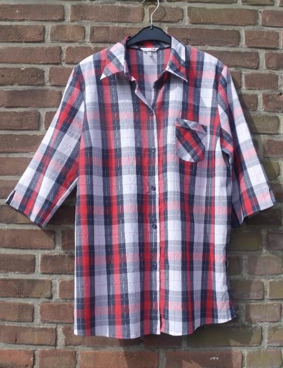 sportief Zomerblousje, geruit , mt. 44 , merk: My Way FER, Blauw, ., Maat 42/44 (L), Ophalen of Verzenden