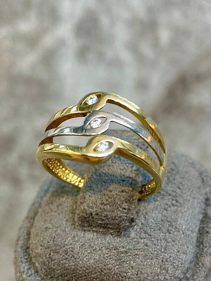 14k Gouden Ring met Witgoud, Nieuw, Ophalen of Verzenden, 17 tot 18, Dame