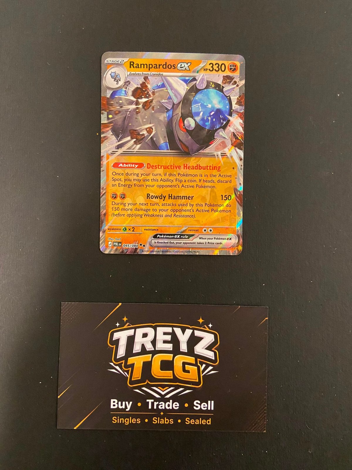 Rampardos ex PBL045/084 Pokemon Mega Evolution Pitch Black, Verzenden, Nieuw, Losse kaart
