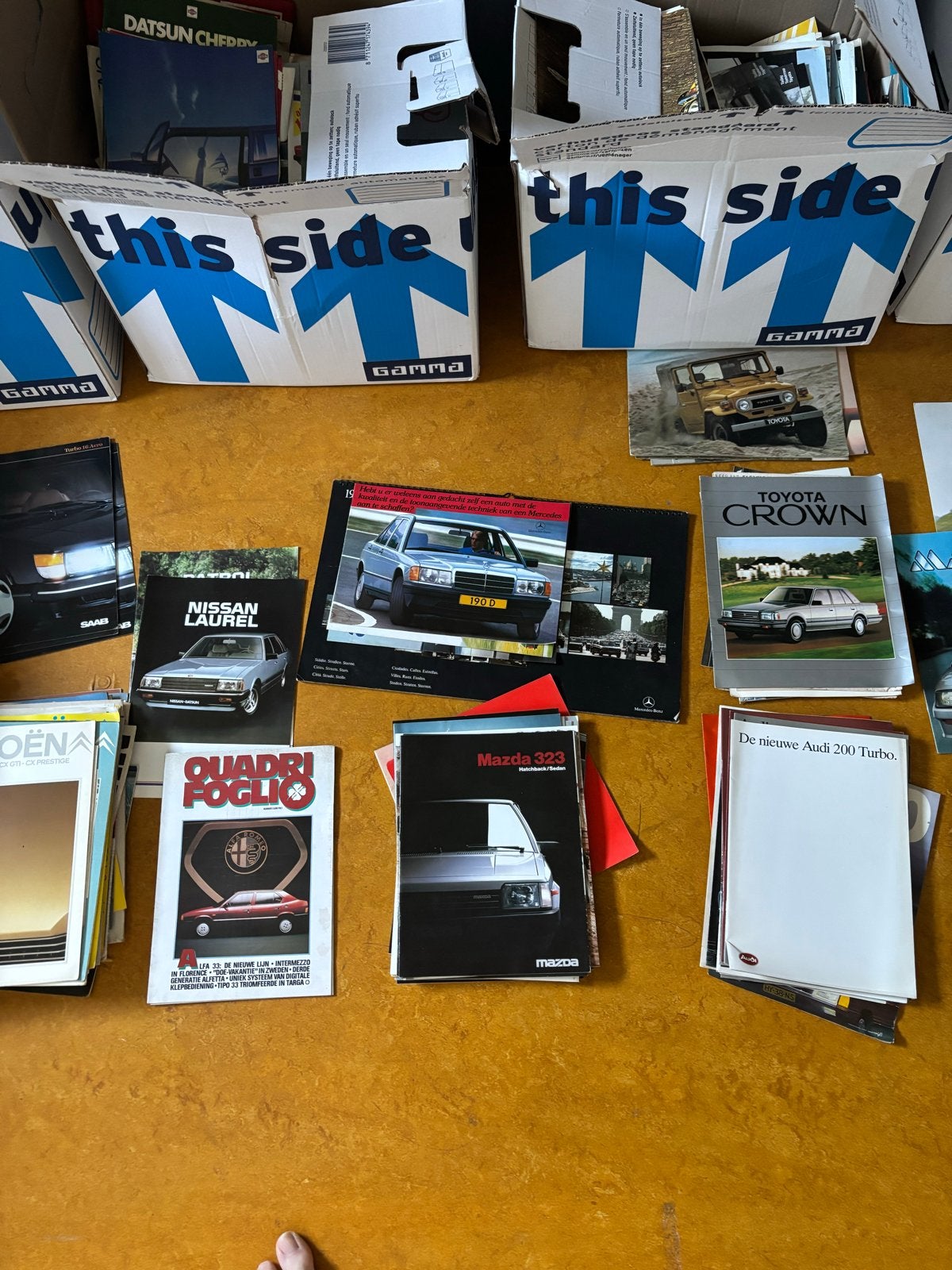 Grote collectie autofolders 1980-1983 (ca. 2000 stuks), Ophalen of Verzenden, Zo goed als nieuw, Algemeen