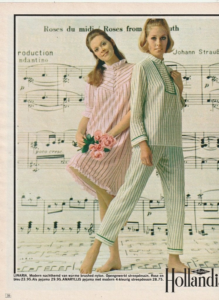 Retro reclame 1969 Hollandia dames pyjama's Linaria warm, Verzenden, Overige typen