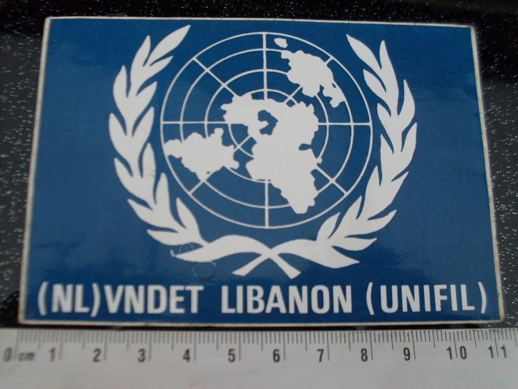 sticker (NL) vndet libanon (unifil) wapen logo embleem, Verzamelen, Verzenden, Zo goed als nieuw, Bedrijf of Vereniging