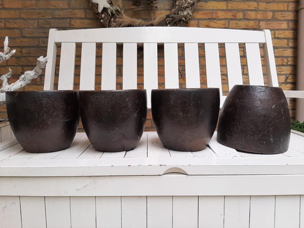 4x aardewerk potten, Ophalen, Rond, Zo goed als nieuw, Balkon
