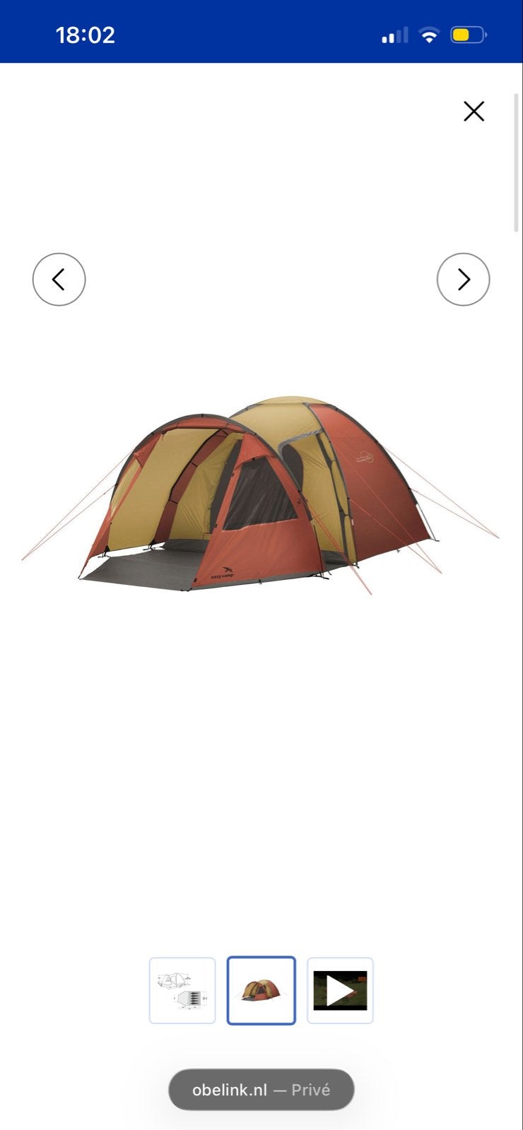 Easy Camp Eclipse 500 Gold Red koepeltent, Caravans en Kamperen, Ophalen, Gebruikt, Tot en met 5
