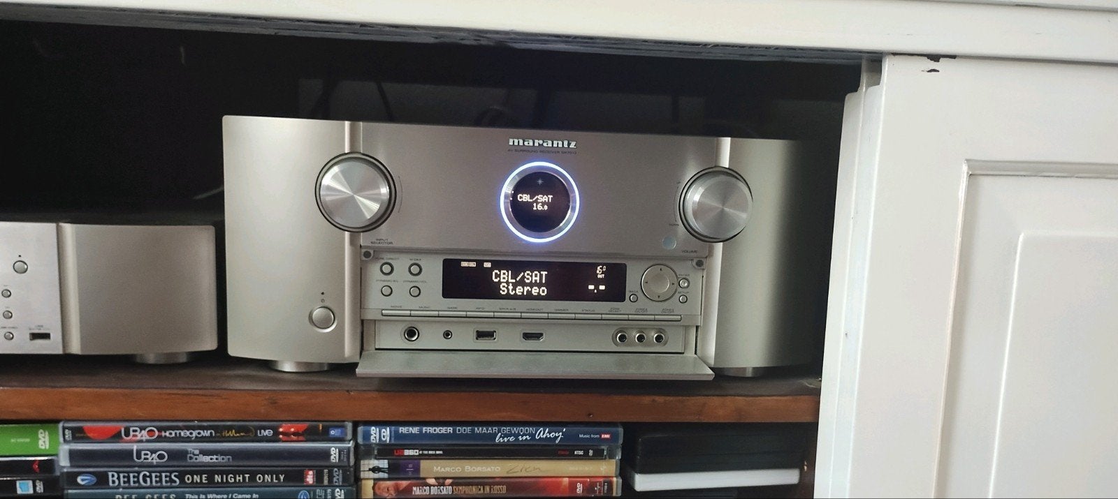 Marantz SR7013 Atmos 4K Spotify phono + BluRay Kef C5 boxen, Cd-speler, Losse componenten, Zo goed als nieuw, Ophalen