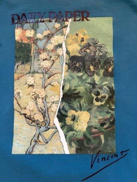 DAILY PAPER T-shirt, LIMETED EDITION "Van Gogh Museum", Blauw, Ophalen of Verzenden, Zo goed als nieuw, Daily Paper