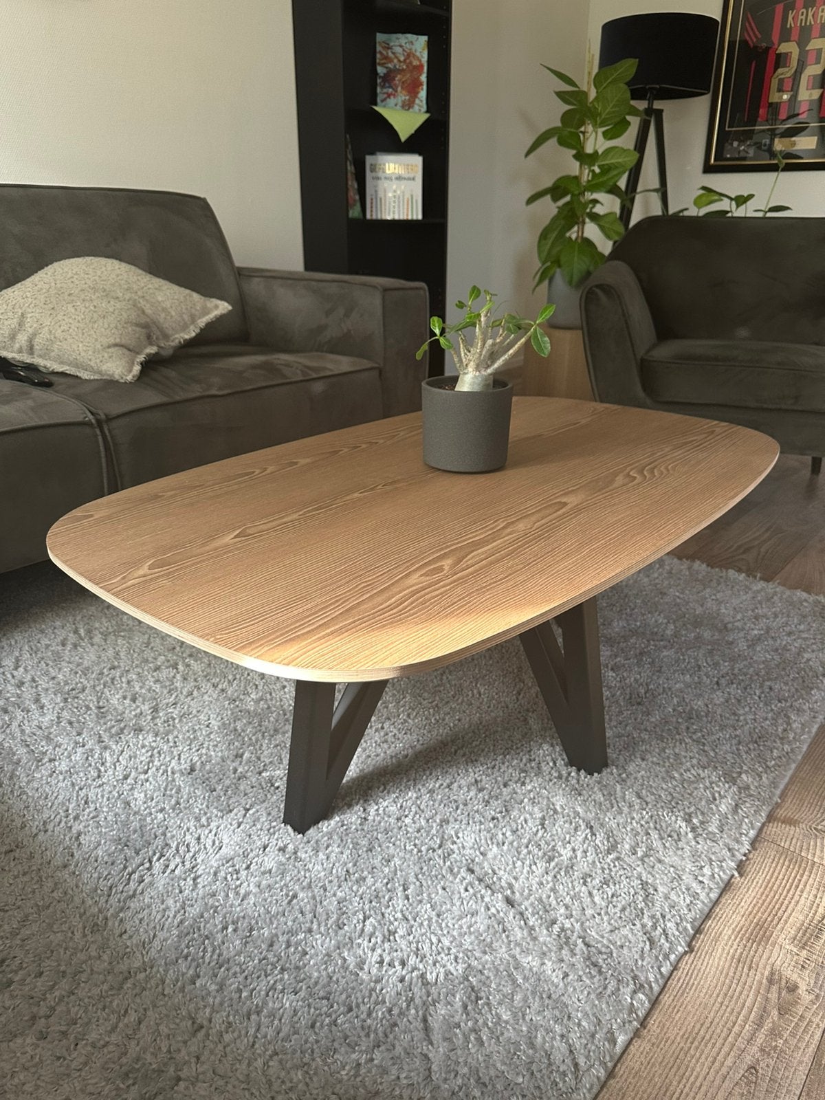 Salontafel deens ovaal, Huis en Inrichting, Ophalen, 100 tot 150 cm, 50 tot 100 cm, Zo goed als nieuw