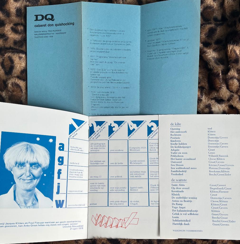 Twee programma's van cabaret Don Quishocking, Ophalen of Verzenden, Zo goed als nieuw, Boek, Tijdschrift of Artikel
