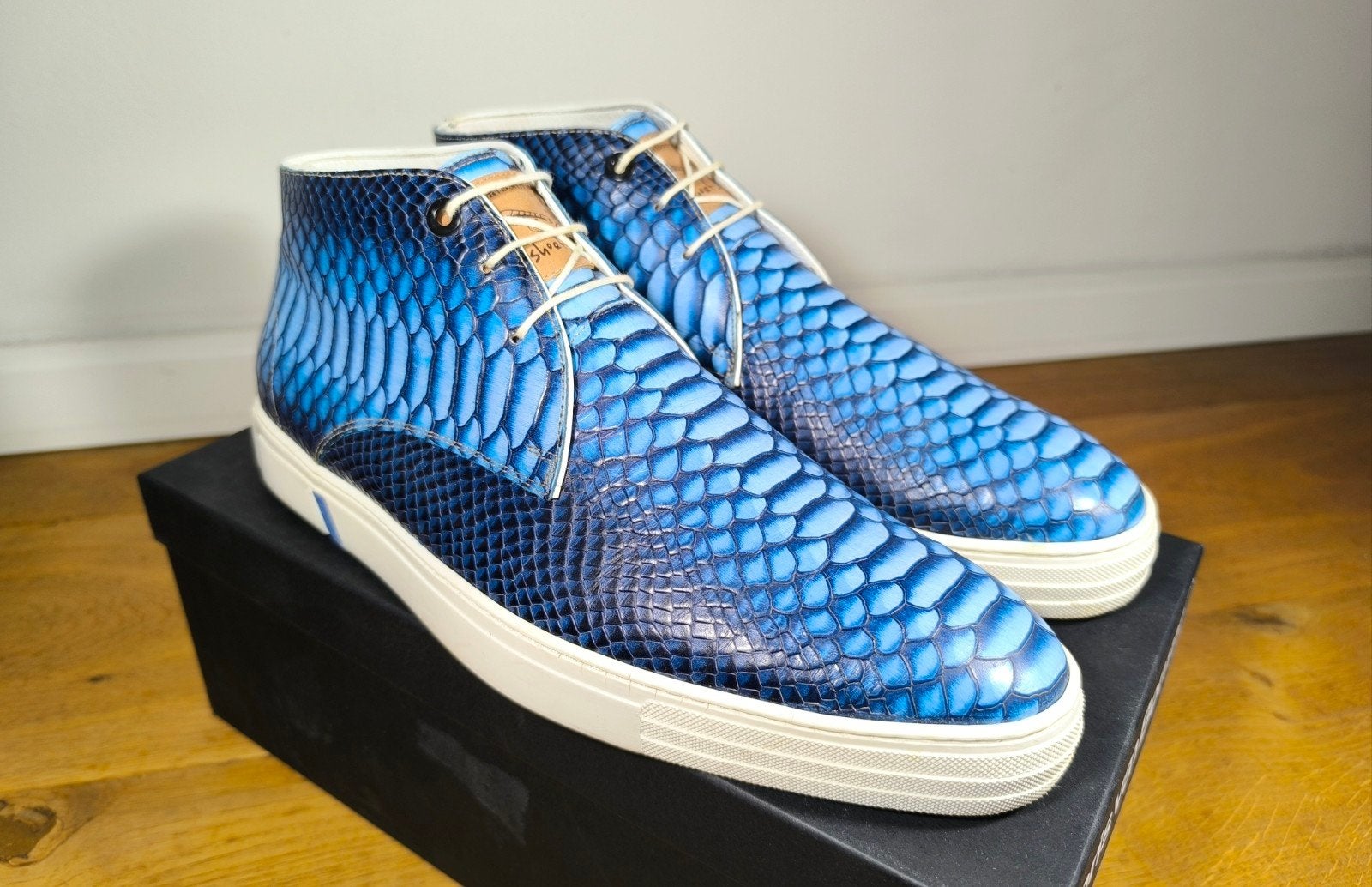 Floris van Bommel halfhoge herenschoenen maat 9 / 43, Ophalen, Blauw, Floris van Bommel, Zo goed als nieuw