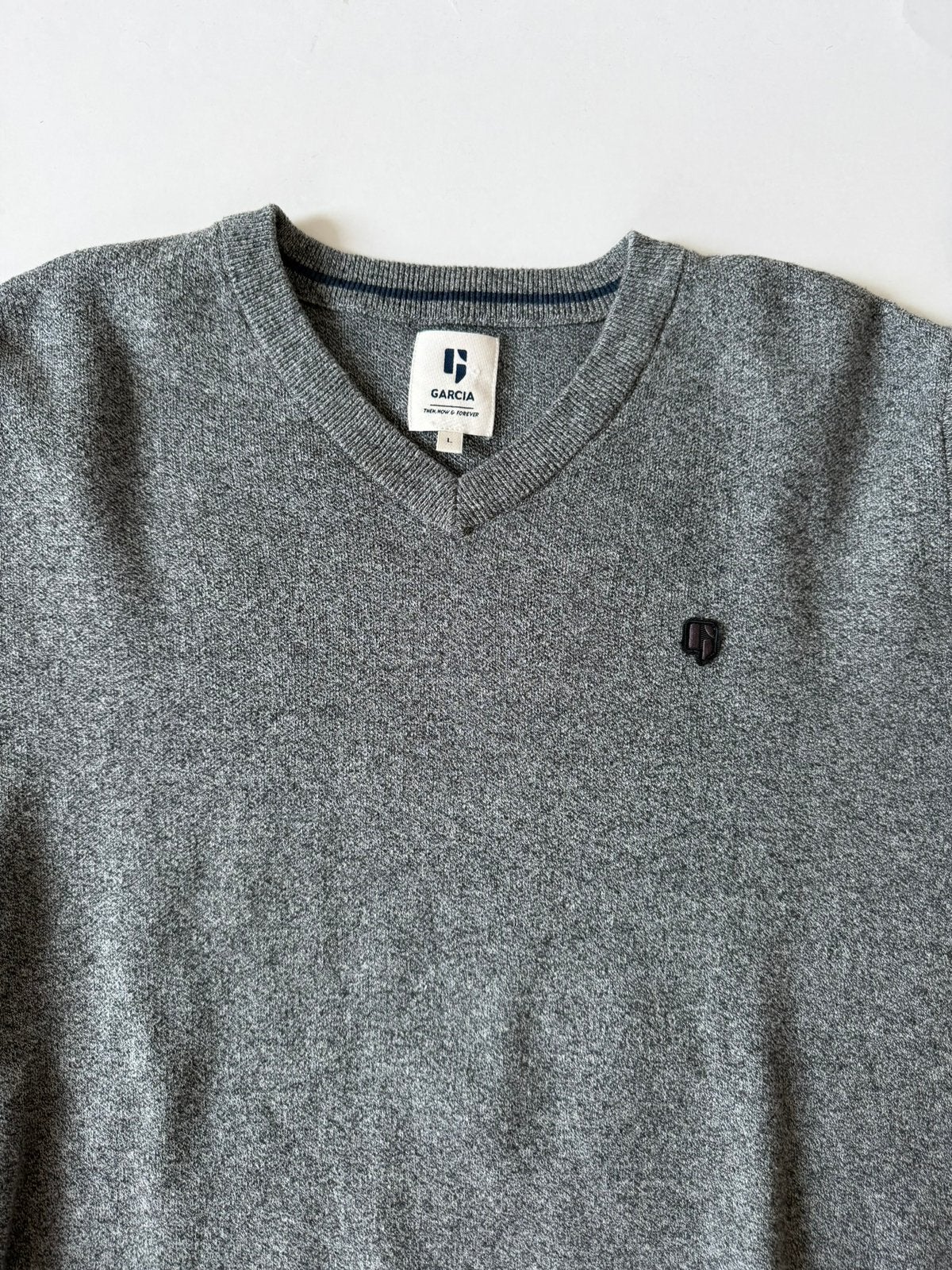 Garcia blauw/grijze heren trui, maat L, Ophalen of Verzenden, Zo goed als nieuw, Maat 52/54 (L), Blauw