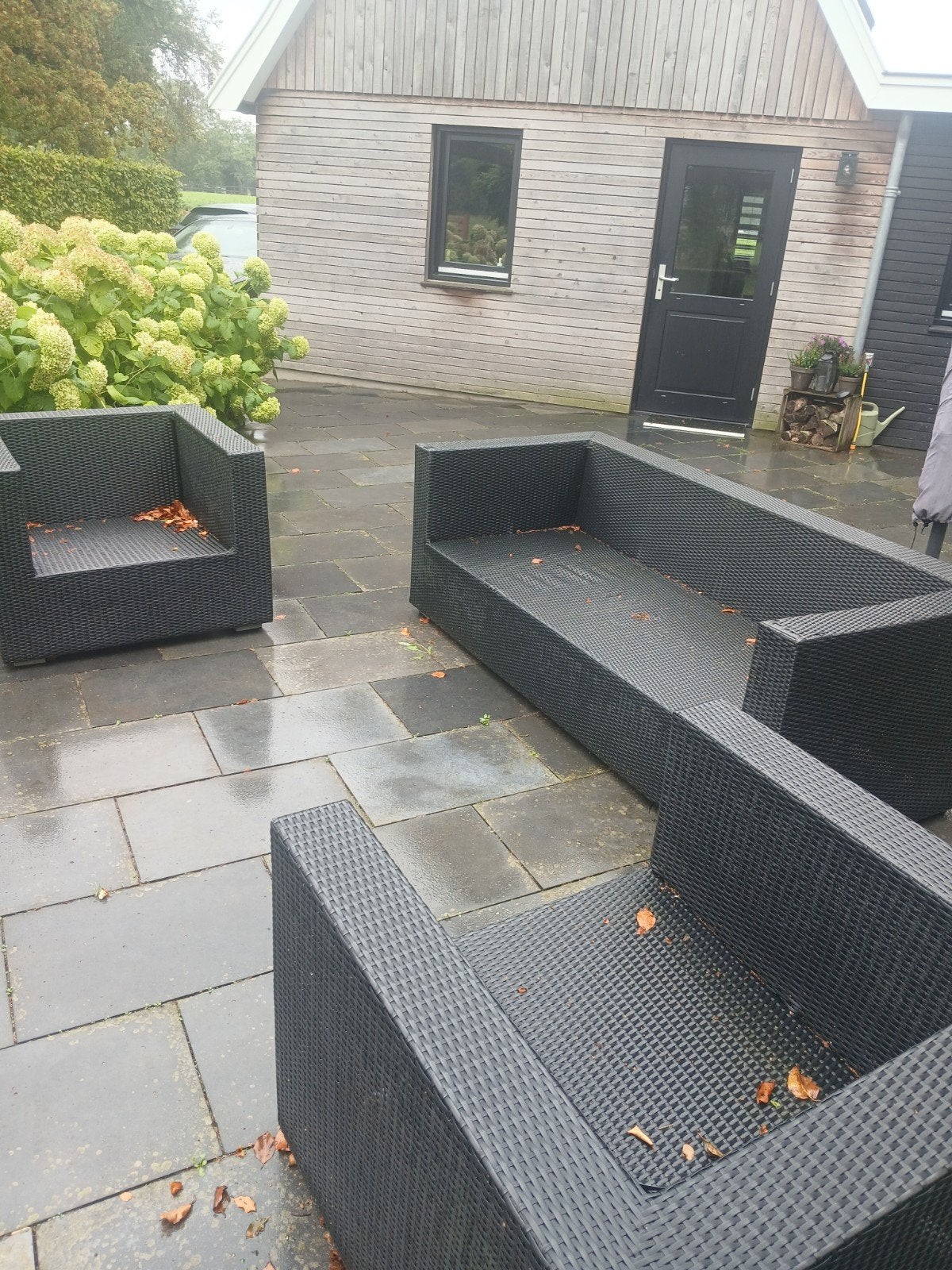 Zwarte Bellagio Loungeset met Kussens, Tuin en Terras, Ophalen, 4 zitplaatsen, Gebruikt, Loungeset