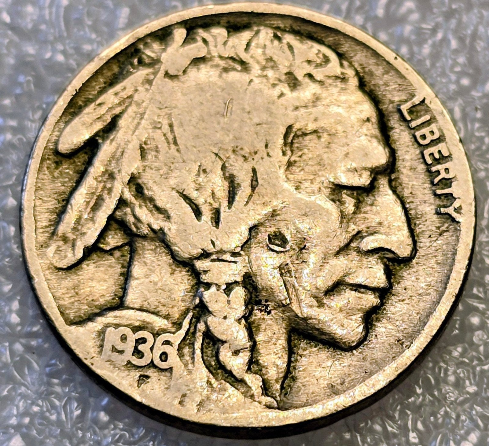 1936 Buffalo Nickel - Amerikaanse munt, Ophalen of Verzenden