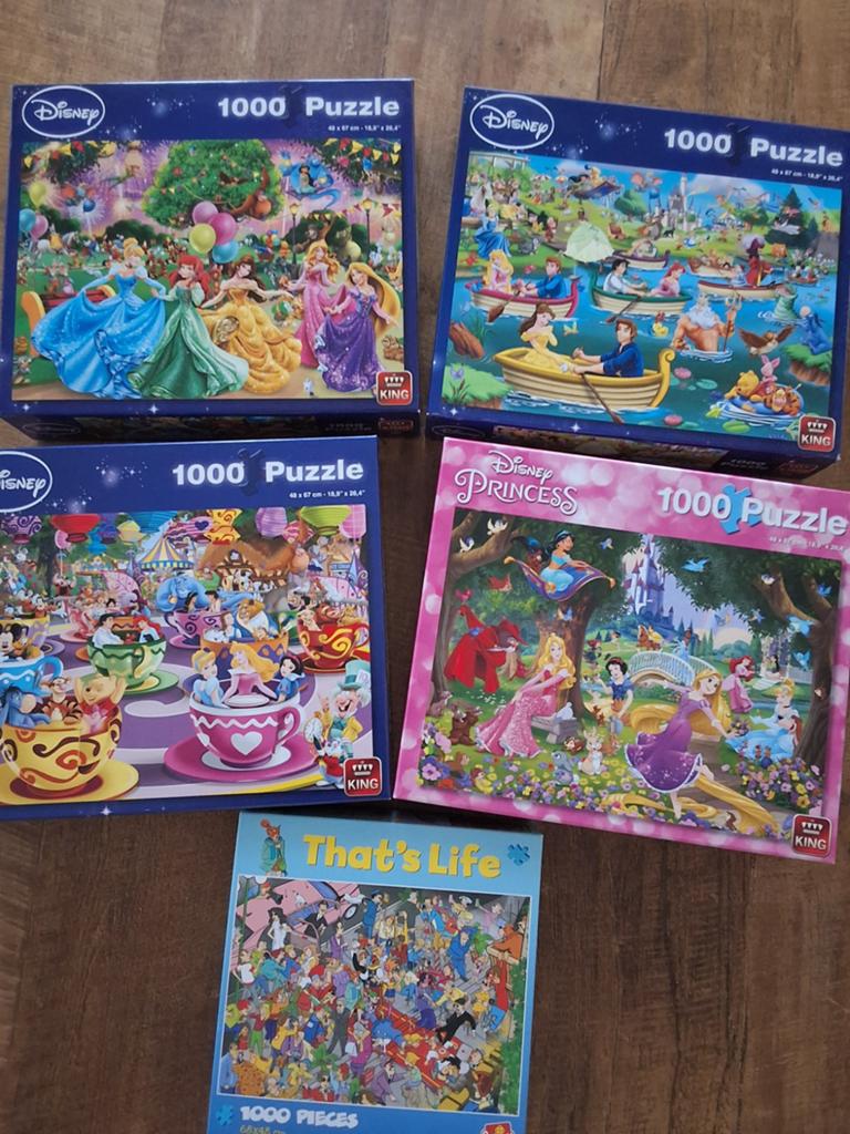 5 puzzels 1000 stukjes, Ophalen, 500 t/m 1500 stukjes, Zo goed als nieuw