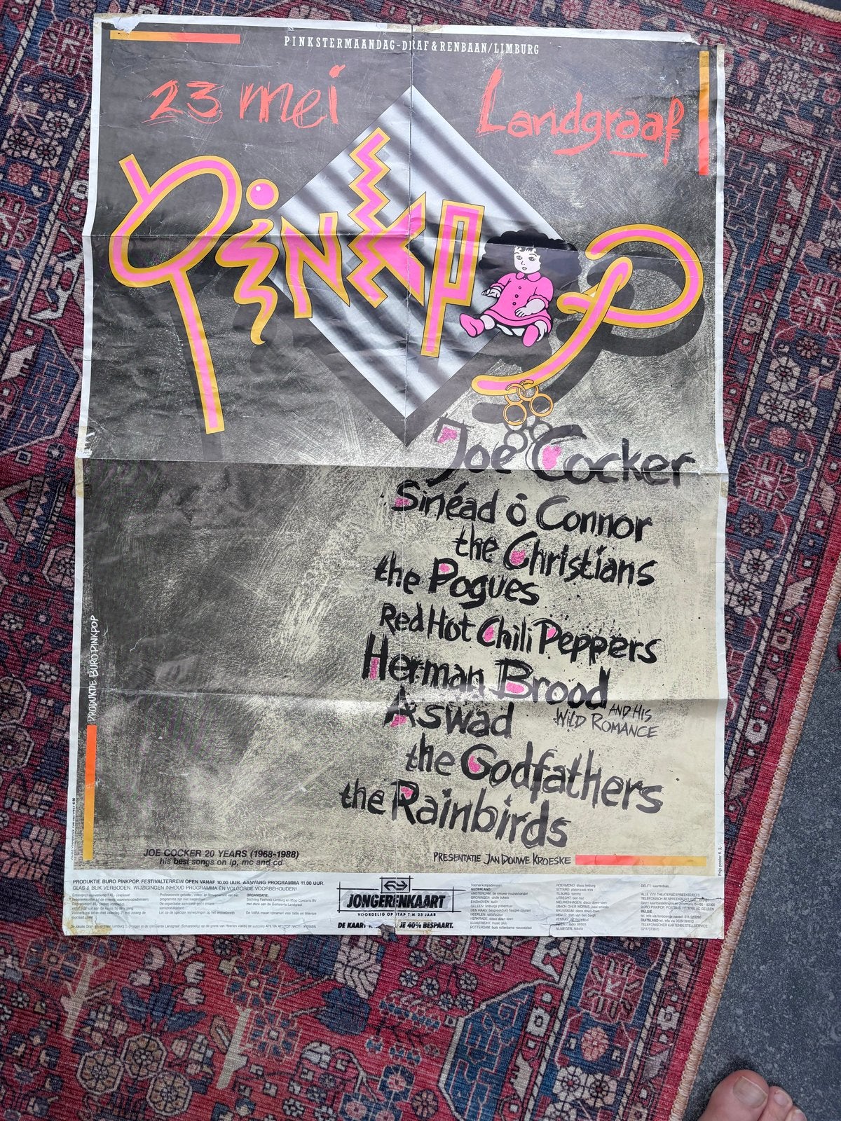 Pinkpop Poster 1988 - Vintage Muziek Memorabilia, Ophalen of Verzenden, A1 t/m A3, Muziek, Rechthoekig Staand