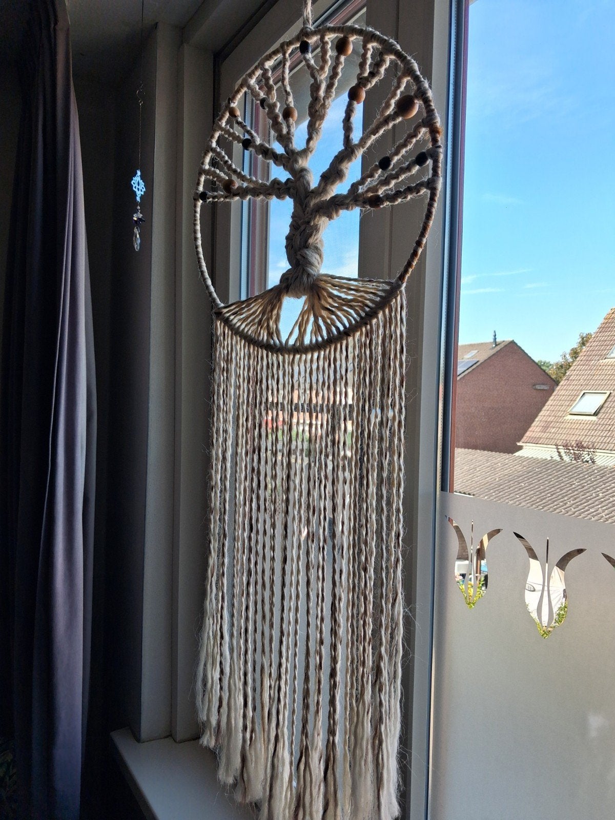 Macrame Tree of Life Dromenvanger met Kralen - 31 cm, Huis en Inrichting, Woonaccessoires | Overige, Beige, Boho, Nieuw, Ophalen of Verzenden