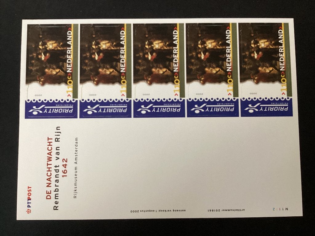 2000, de Nachtwacht, 1907, 5 zegels, Postzegels en Munten, Verzenden, Na 1940, Postfris