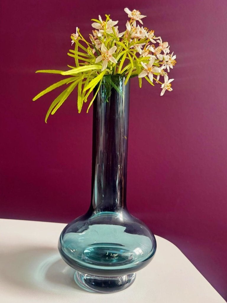 Waterford Crystal blauw kristallen bolvaas - vintage, Huis en Inrichting, Blauw, Ophalen of Verzenden, Geschikt voor droogbloemen