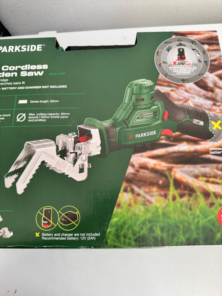 Nieuwe Parkside 12V Accu Takkenzaag - Snoeizaag, Doe-het-zelf en Verbouw, Gereedschap | Zaagmachines, Nieuw, Reciprozaag, 70 mm of meer