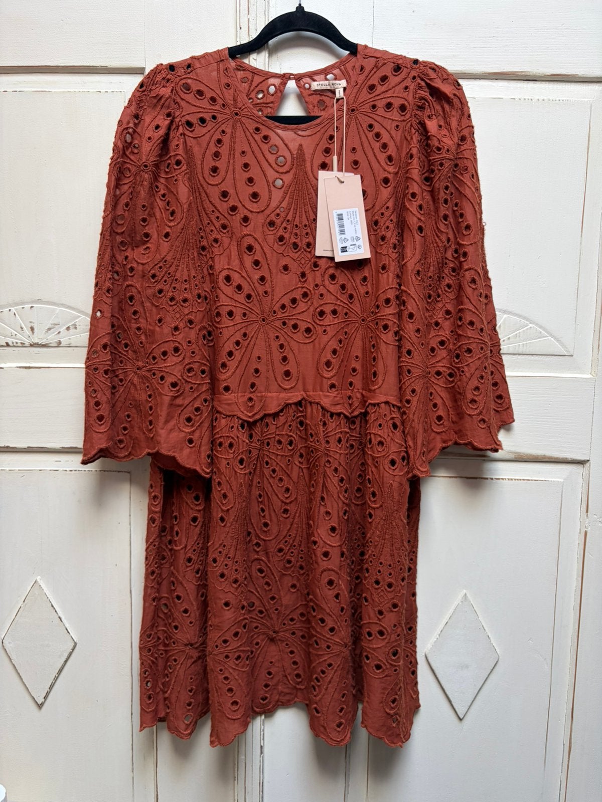 Stella Nova jurk dress 34 terra terracotta, Ophalen of Verzenden, Zo goed als nieuw, Maat 34 (XS) of kleiner, Boven de knie