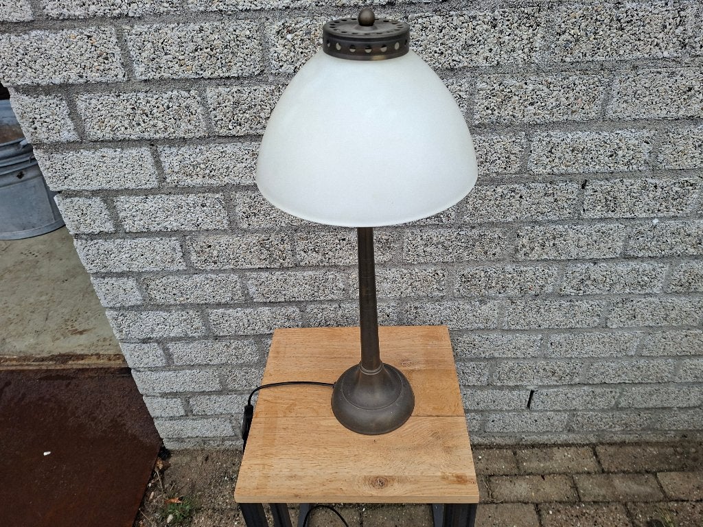 Foto 3 van mooie in nieuwstaat vintage franse bronse tafel lamp