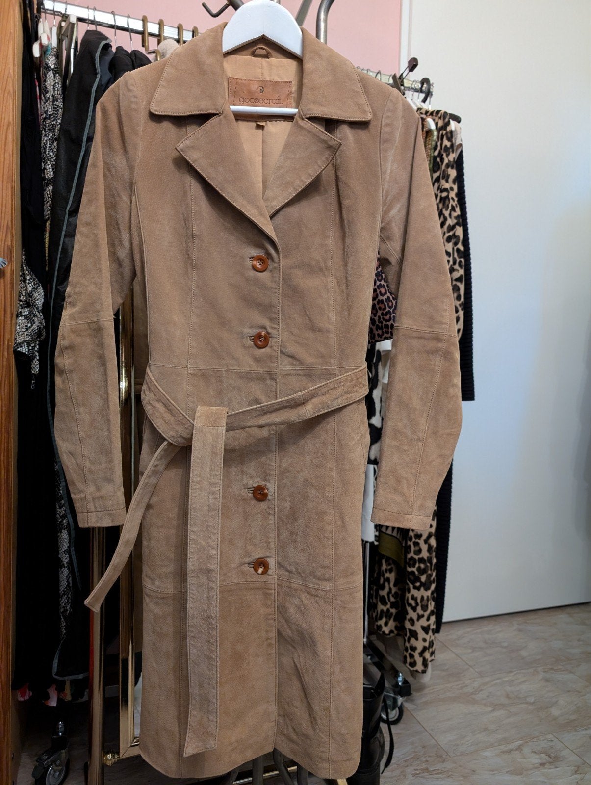 Goosecraft suède trenchcoat - Maat M, Maat 38/40 (M), Goosecraft, Beige, Nieuw