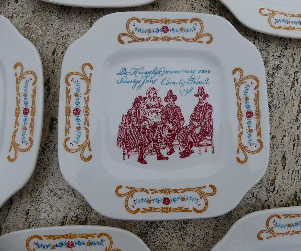 Boch La Louvière Cornelis Troost 8 x Gebaksbordjes Boch, Antiek en Kunst, Ophalen of Verzenden