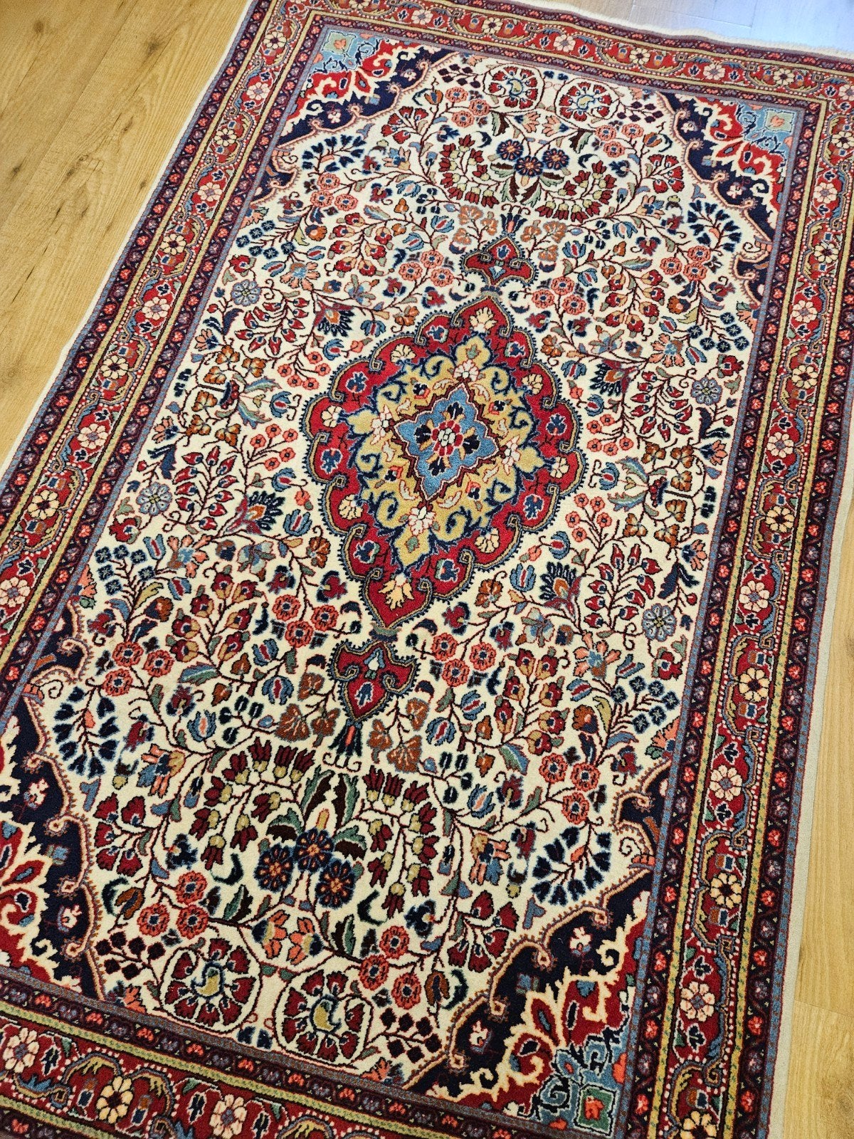 Vintage handgeknoopt perzisch tapijt sarough 166x103, Info@SlatsAntiek.nl, Tweedehands, 100 tot 150 cm, Perzisch