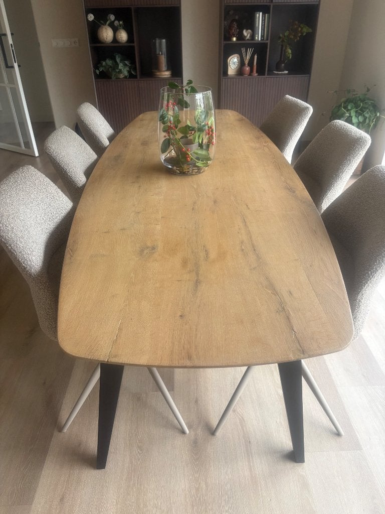 Deens ovale eettafel naturel eiken, Huis en Inrichting, Ophalen, Gebruikt, Eikenhout, 200 cm of meer