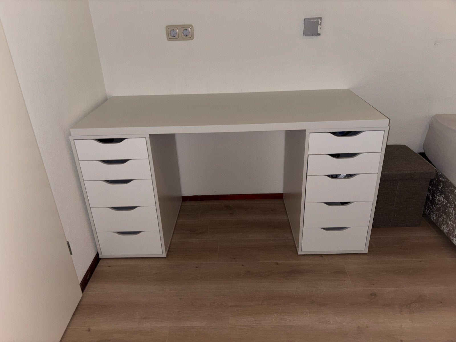 Wit bureau met lades - IKEA Alex/Linnmon stijl, Ophalen, Gebruikt, Met lades, Spaanplaat of MDF