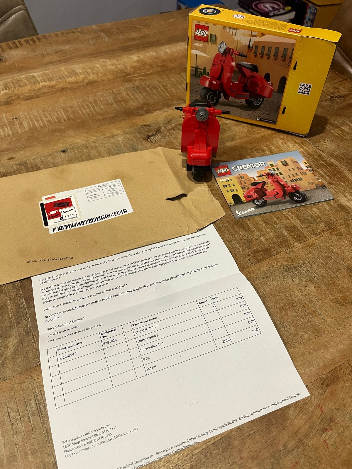 Lego Creator 40517 Vespa - Zo goed als nieuw, Ophalen of Verzenden, Zo goed als nieuw
