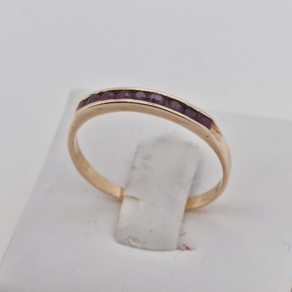 Gouden Ring 14k 585 met Robijntjes - Maat 18,5 - 1.59g, 18 tot 19, Ophalen of Verzenden, Zo goed als nieuw, Met edelsteen