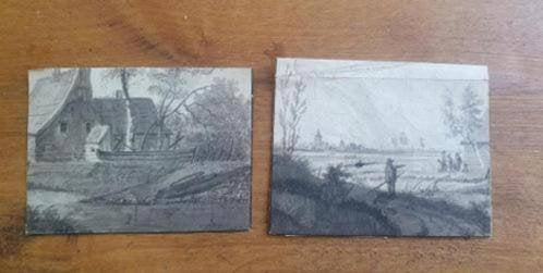 2 oude  inkt tekeningen Gorinchem 1847 H J D Dootman., Antiek en Kunst, Kunst | Schilderijen | Klassiek, Ophalen