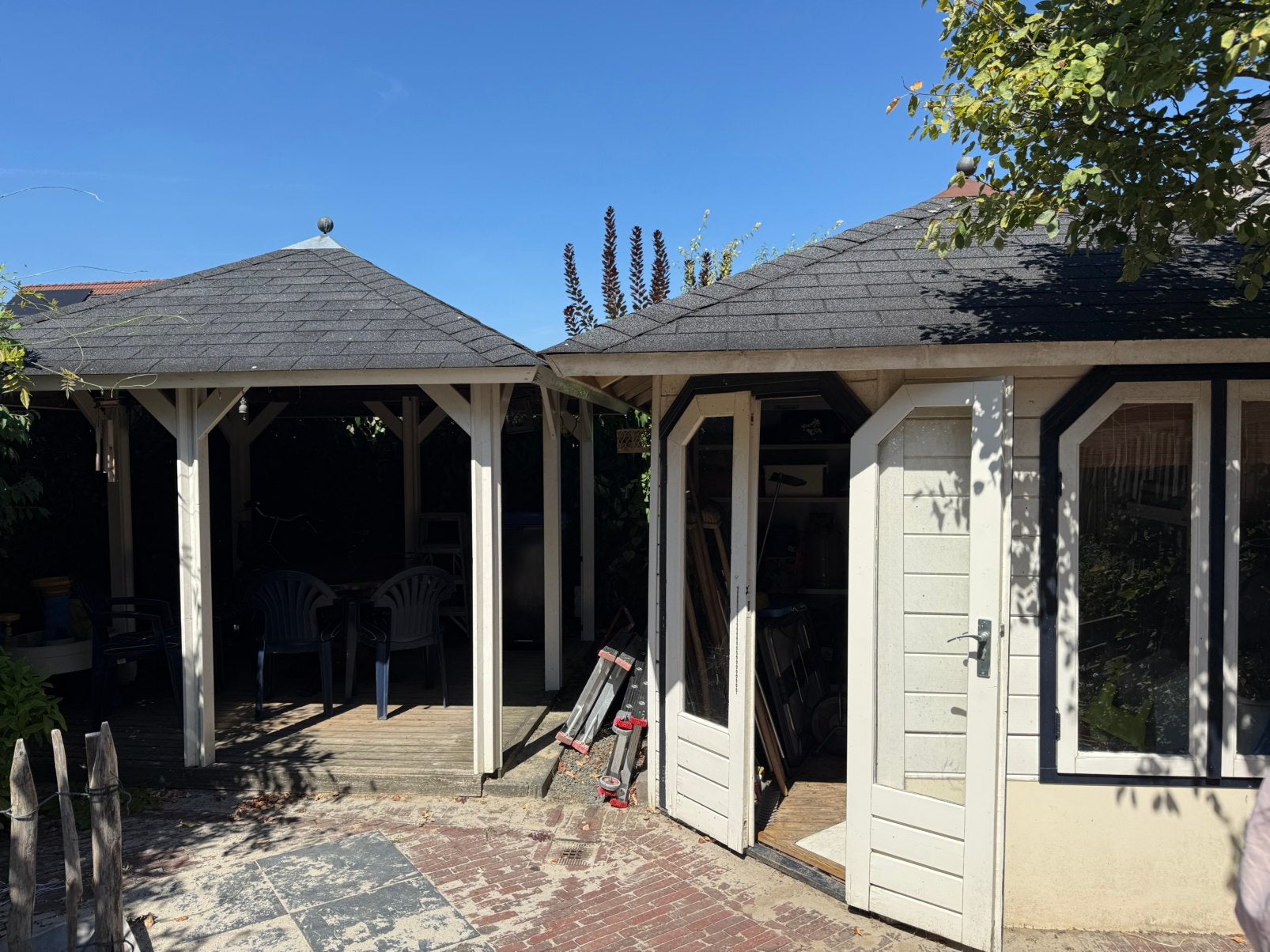 Dak van tuinhuis en prieeltje, Doe-het-zelf en Verbouw, Dakpannen en Dakbedekking, Gebruikt, Overige kleuren, 15 m² of meer, Hout