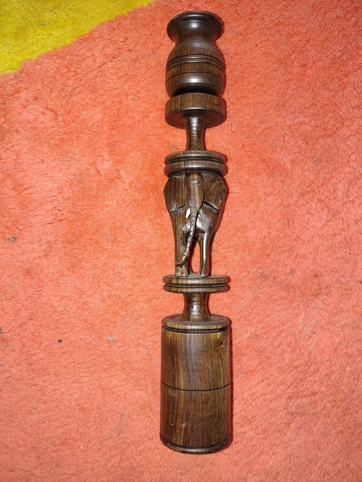 Afrikaanse Kandelaar - Handgesneden Ebbenhout Olifant, Antiek en Kunst, Ophalen of Verzenden, Overige materialen