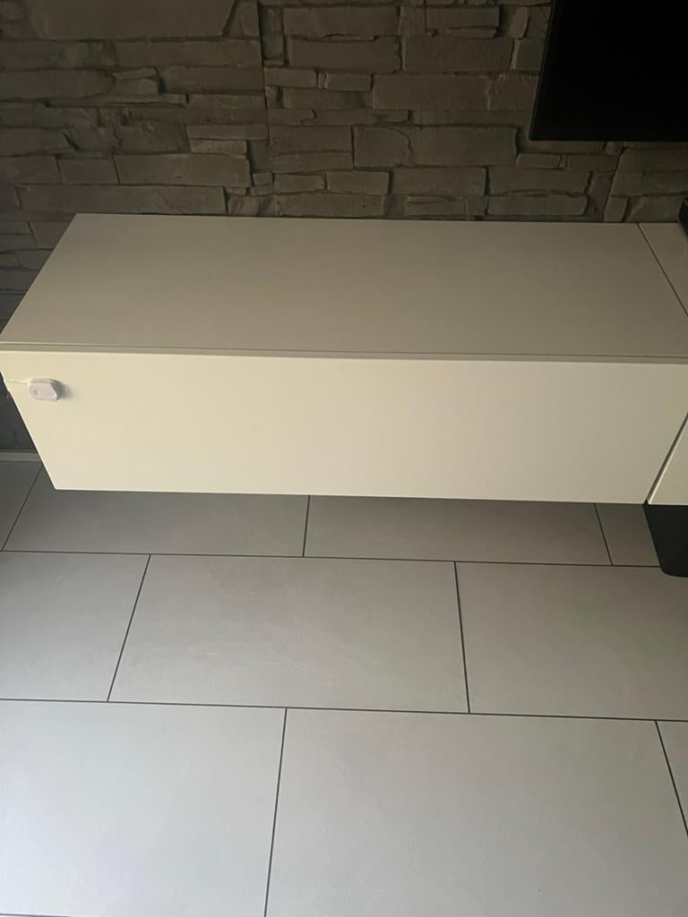 Witte zwevende tv-meubel met 3 lades, Ophalen, Gebruikt, 150 tot 200 cm, Minder dan 100 cm