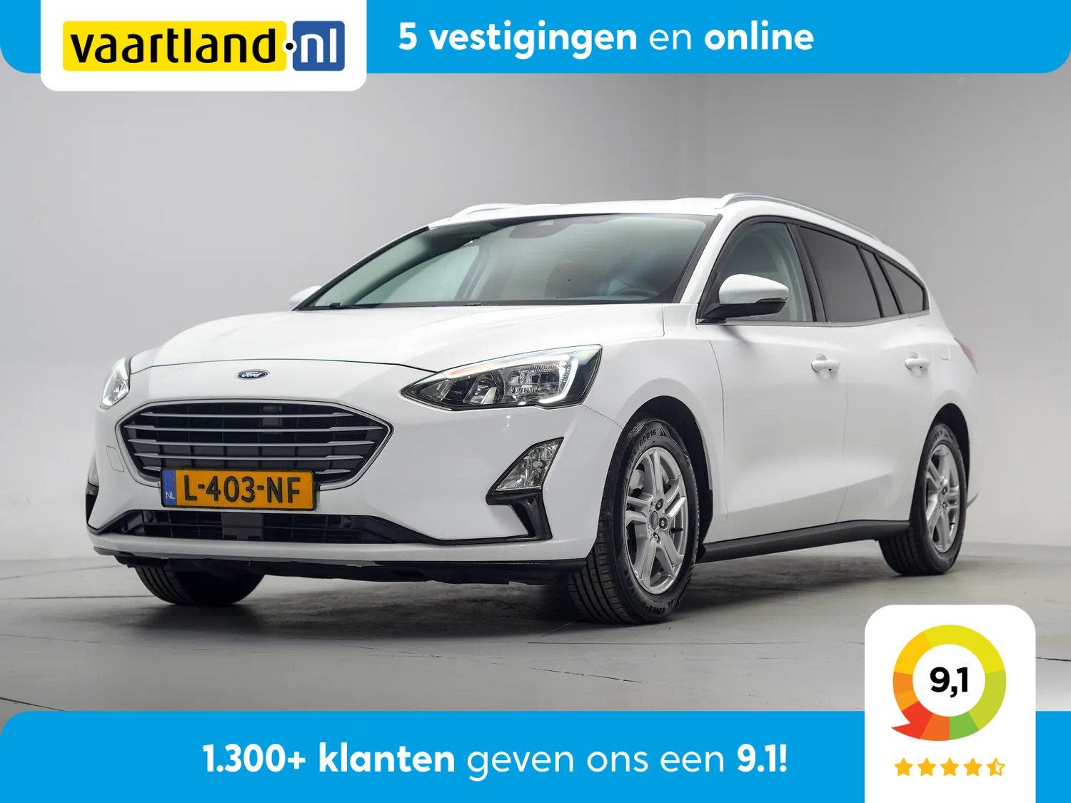 Ford Focus 1.0 EcoBoost Business [ Navi Camera Trekhaak ], Auto's, 101 pk, Gebruikt, 1283 kg, Wit