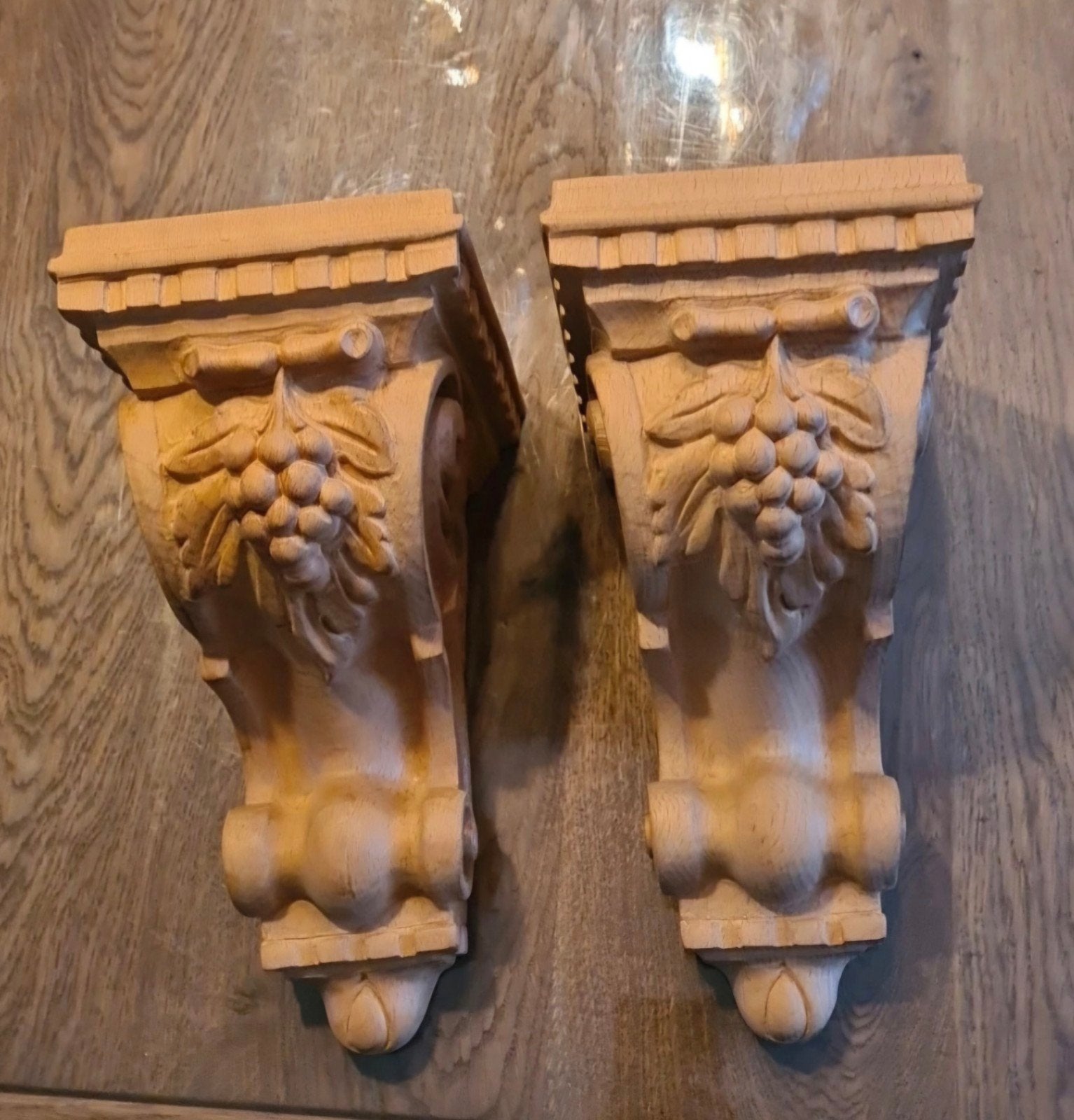 Landelijke houten ornamenten / consoles onbehandeld beukenho, Ophalen of Verzenden