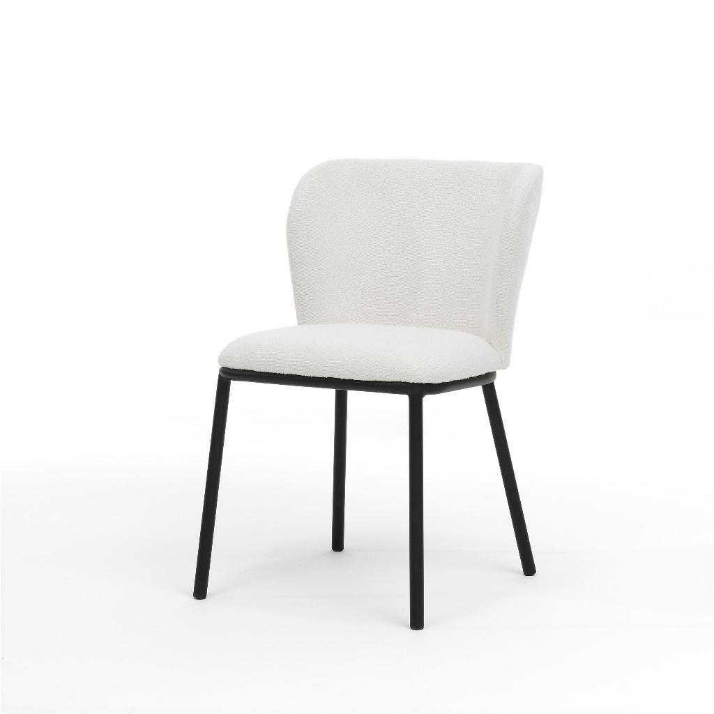 Eetkamerstoel Kim stof teddy ivoor, Huis en Inrichting, Stoelen, Nieuw, Eén, Metaal, Stof, Wit, Ophalen of Verzenden