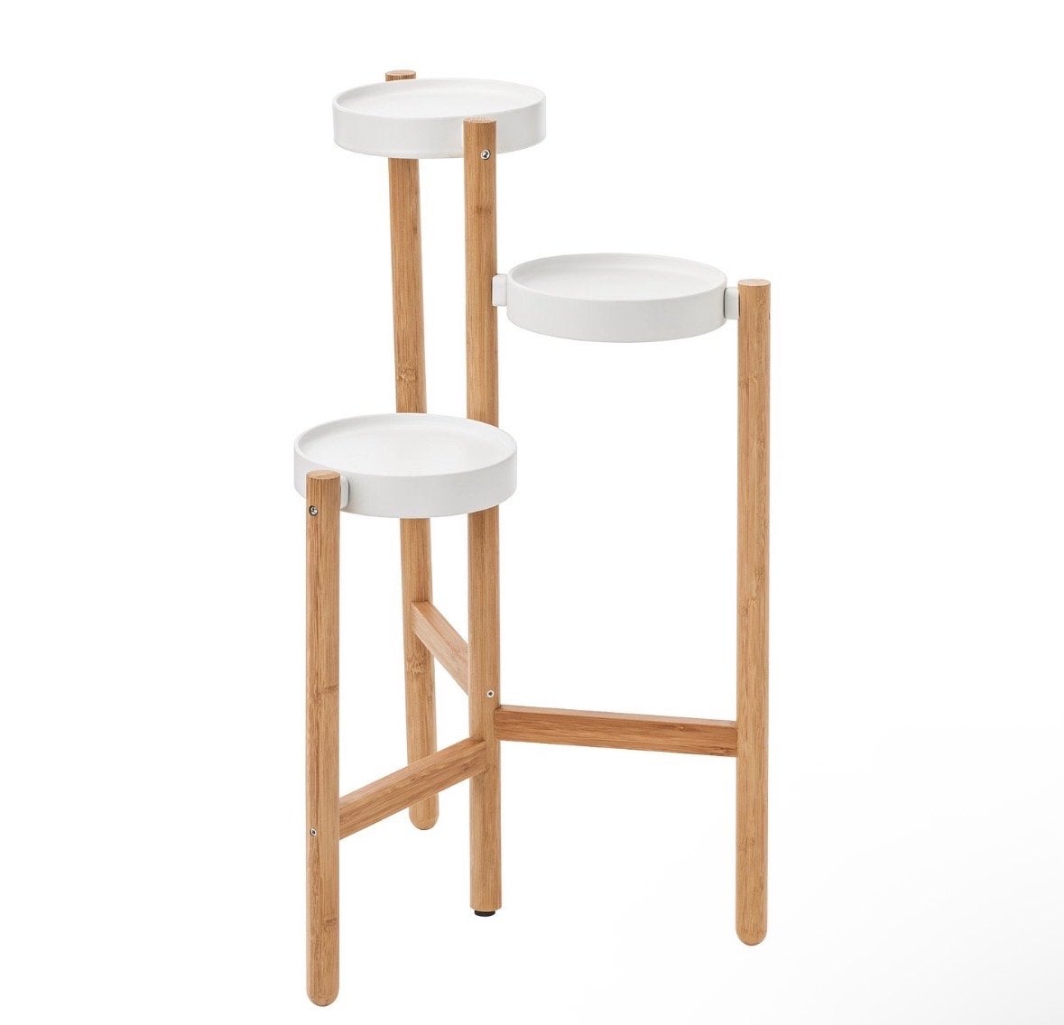IKEA SATSUMAS Plantenstandaard - Bamboe/wit, 78cm, Huis en Inrichting, Woonaccessoires | Overige, Ophalen, Hout, Zo goed als nieuw