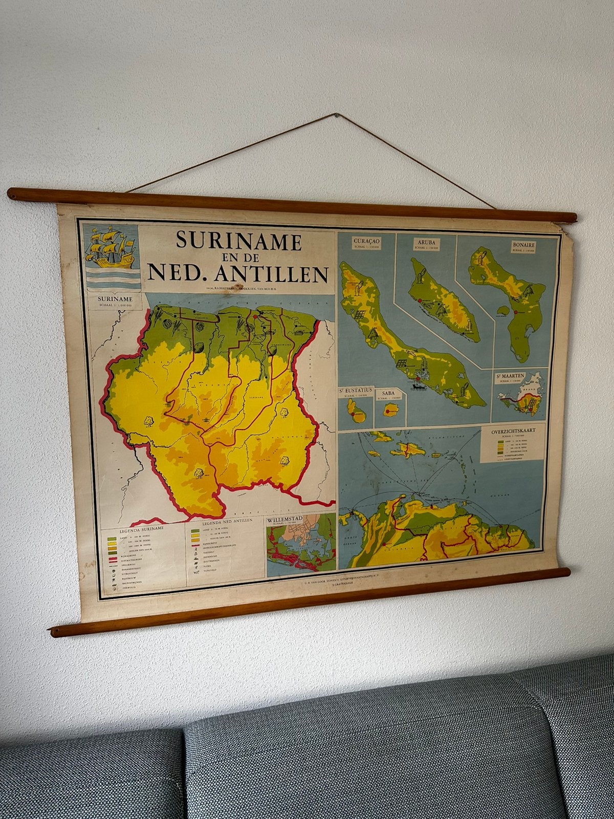 Schoolplaat Suriname en de Nederlandse Antillen, Ophalen of Verzenden, Aardrijkskunde