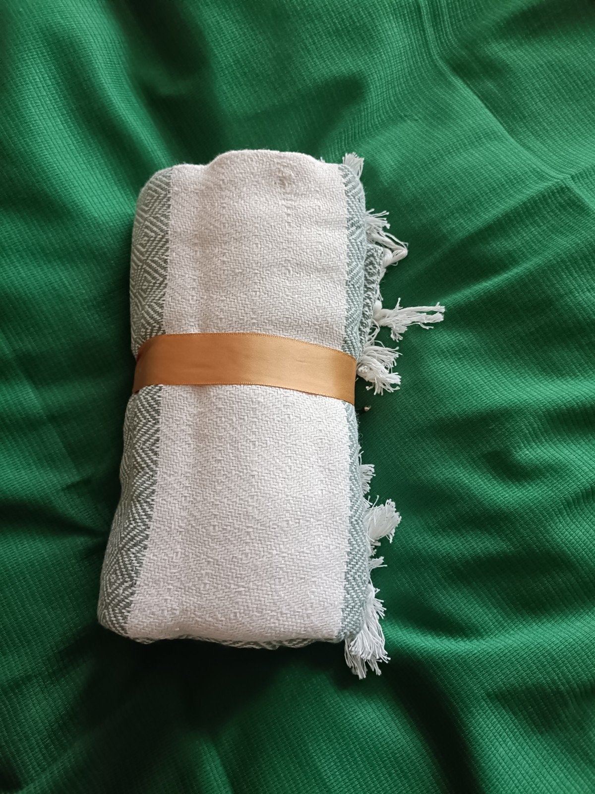 Nieuwe Hamamdoek - Lichtgroen/Wit, Ophalen of Verzenden, Nieuw, Meerkleurig, Badlaken