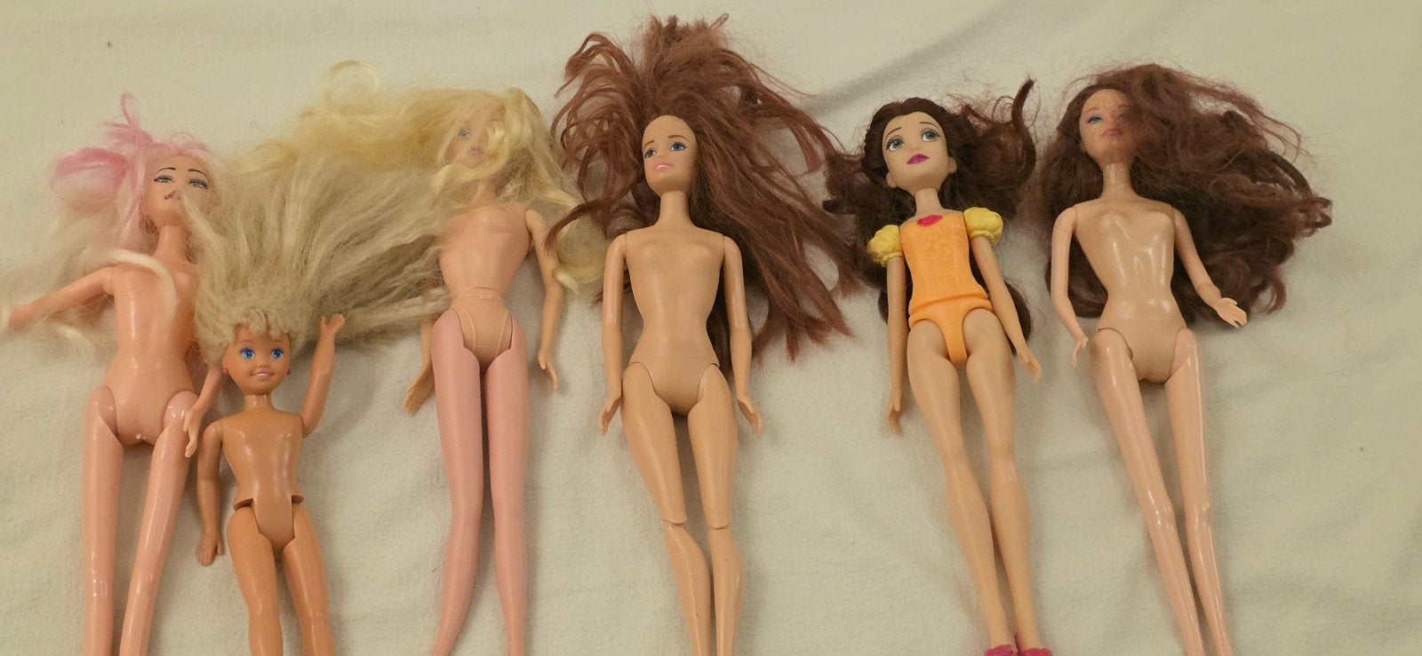 Set van 6 gebruikte Barbie-poppen met lang haar, Ophalen, Gebruikt, Barbie