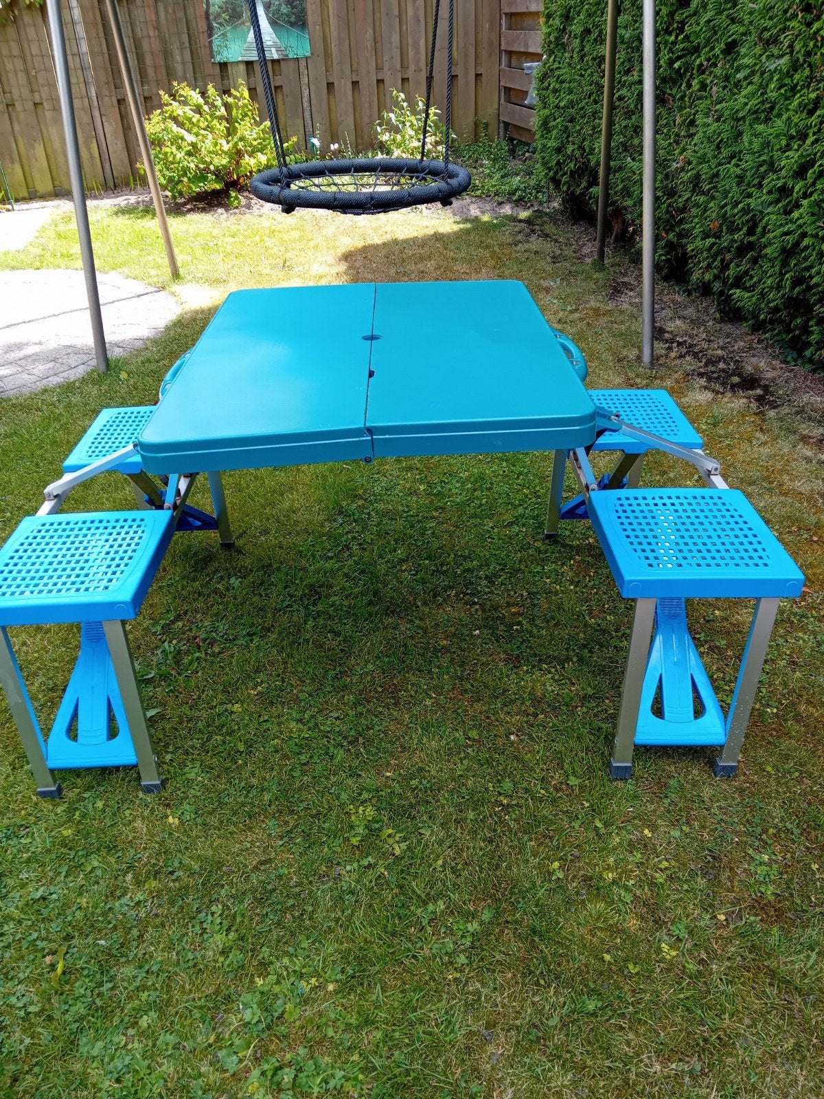 opvouwbaar tafel en krukjes handig voor kinderen in de tuin, Caravans en Kamperen, Kampeermeubelen, Ophalen, Gebruikt, Overige