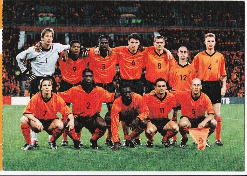 Nederlands. elftal 2001-mooie dubb. kleurenkaart uit 2001, Ophalen, Nieuw, Overige binnenlandse clubs, Poster, Plaatje of Sticker