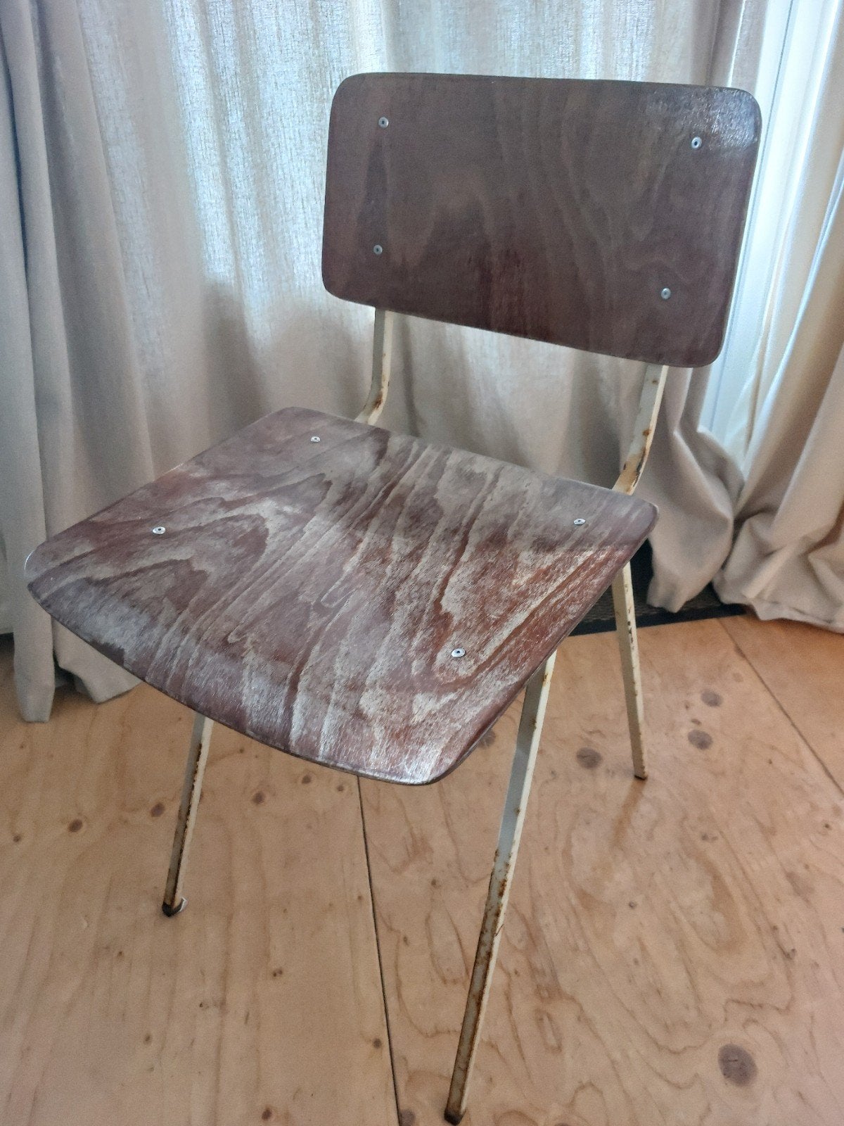 Vintage schoolstoel - Hout en metaal, Ophalen