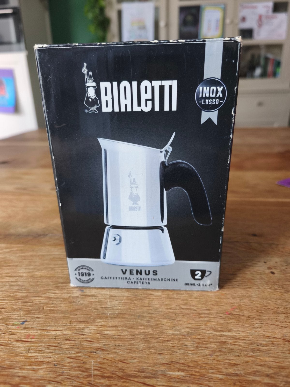 Bialetti Venus Percolator - 2 kops - RVS - 85ml, Espresso apparaat, Nieuw, Gemalen koffie, Ophalen of Verzenden