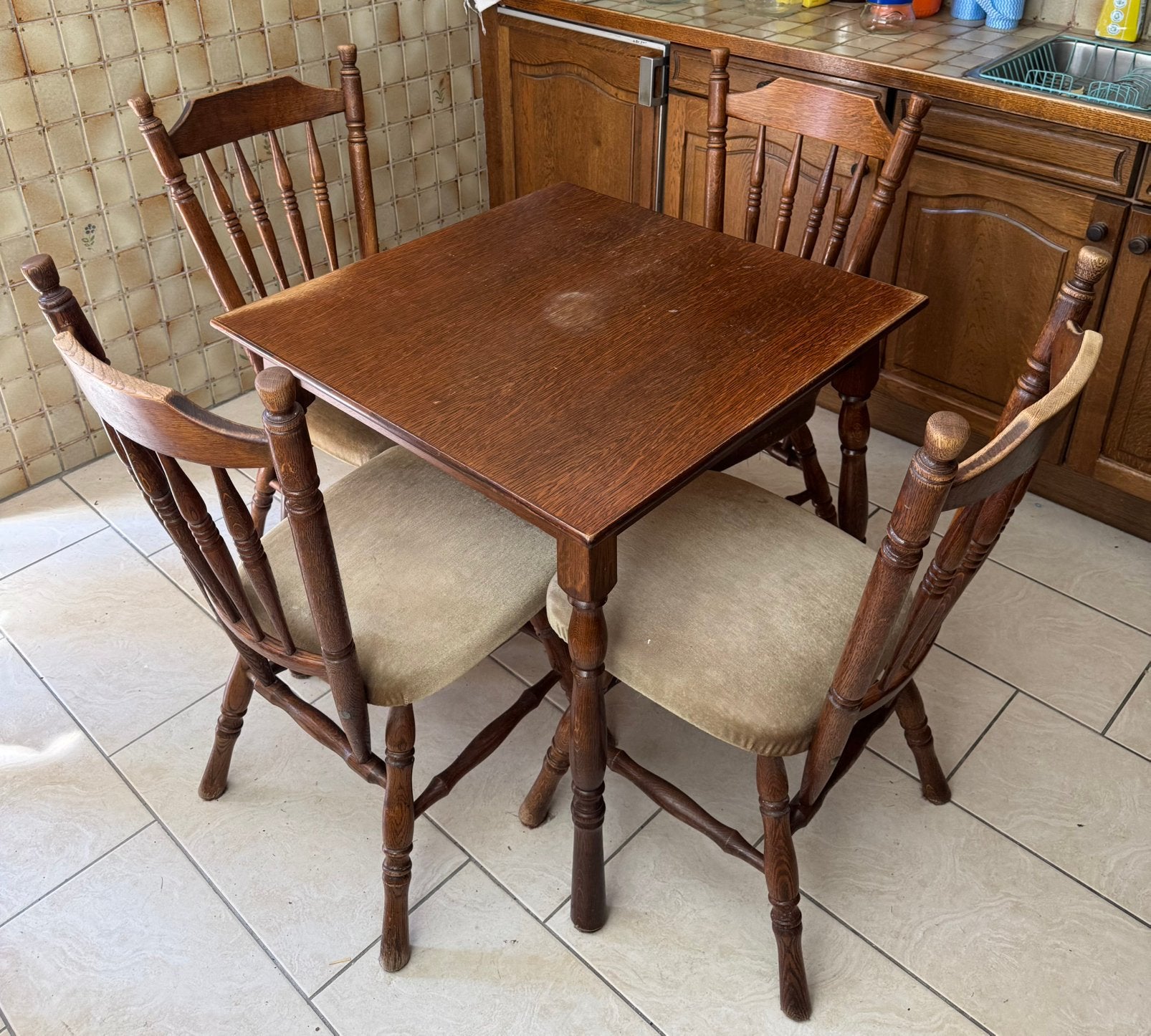 Volledige eethoek, Huis en Inrichting, Ophalen, Gebruikt, 4 tot 6 stoelen