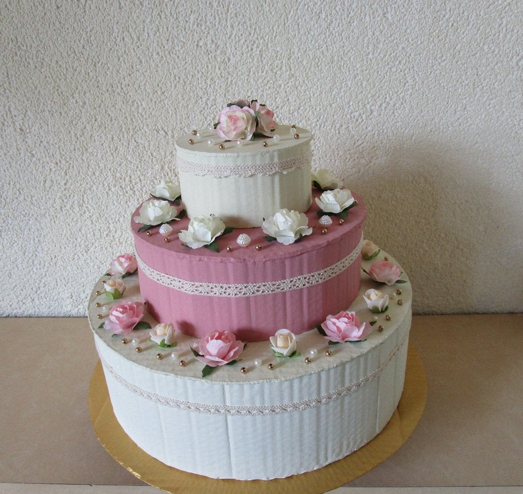 taart van karton, decoratie / surprise / cadeauverpakking, Ophalen of Verzenden, Nieuw, Roze, Papier/karton