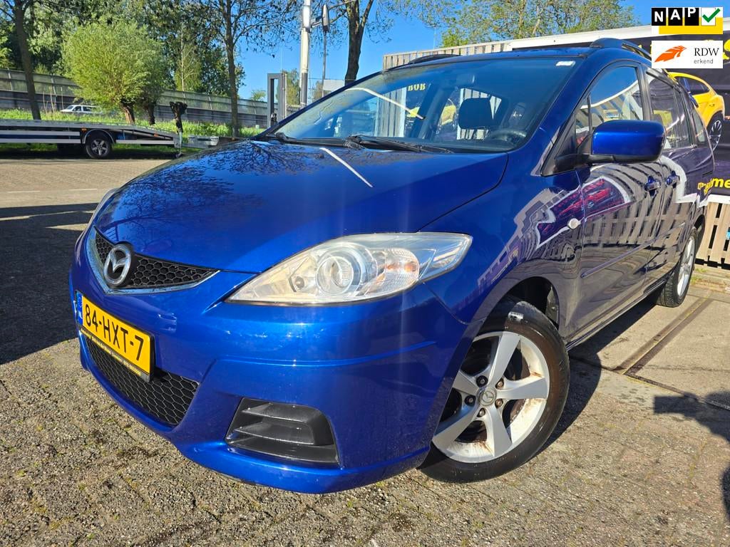 Mazda 5 1.8 Touring/7 personen/2e eigenaar/airco/cruise/trek, Gebruikt, 4 cilinders, Blauw, Origineel Nederlands